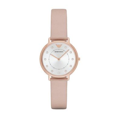 Emporio Armani Watch for Women, Two Hand Movement, 32 mm Rose Gold Stainless Steel Case with a Leather Strap, AR2510