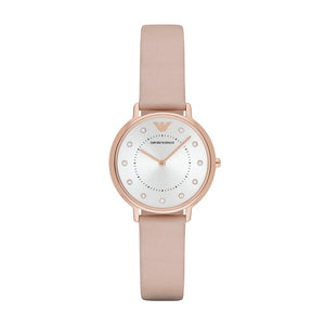 Emporio Armani Watch for Women, Two Hand Movement, 32 mm Rose Gold Stainless Steel Case with a Leather Strap, AR2510
