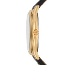Load image into Gallery viewer, Michael Kors Slim Runway Watch for Women, 38mm Quartz Three Hand Movement with Leather Strap, Black and Gold, 38 mm MK7553, product image 3