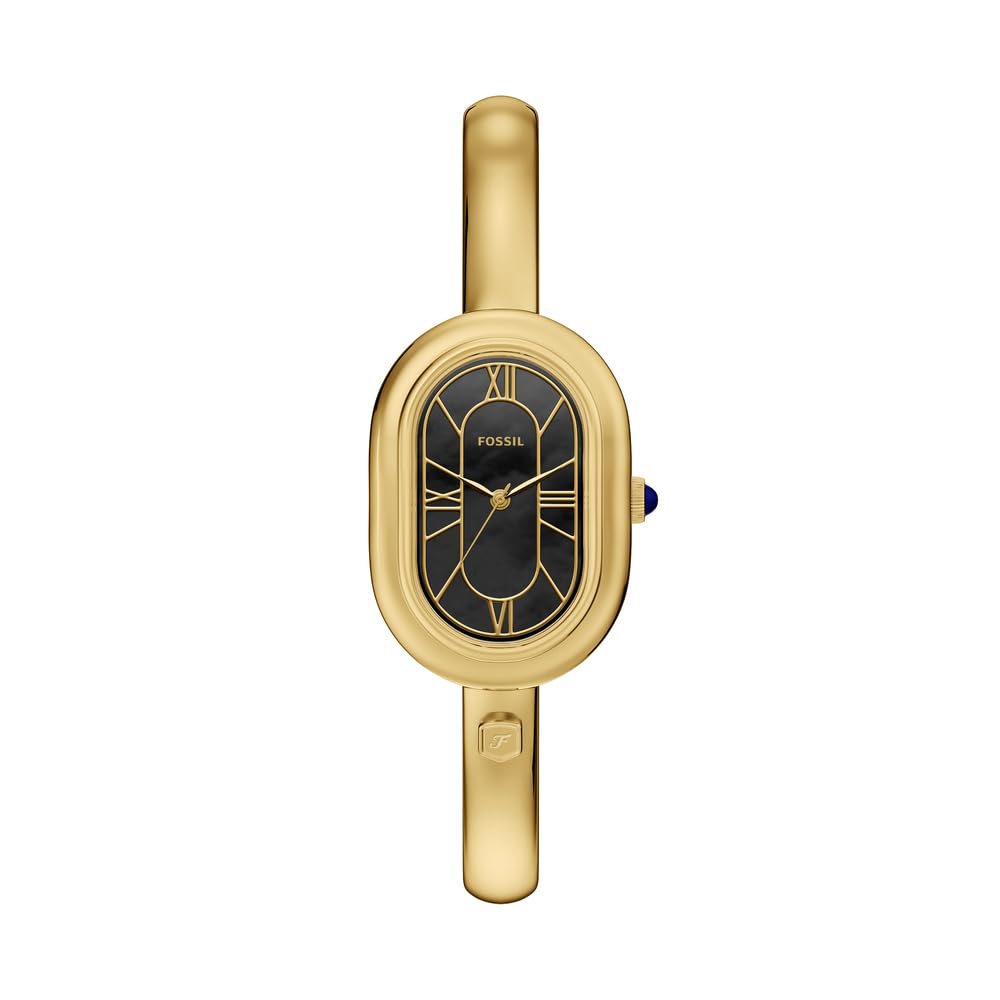 Fossil Sloan Watch for Women, Quartz Three Hand Movement with Stainless Steel Strap,Gold Tone and Jet Black ES5456, product image 1