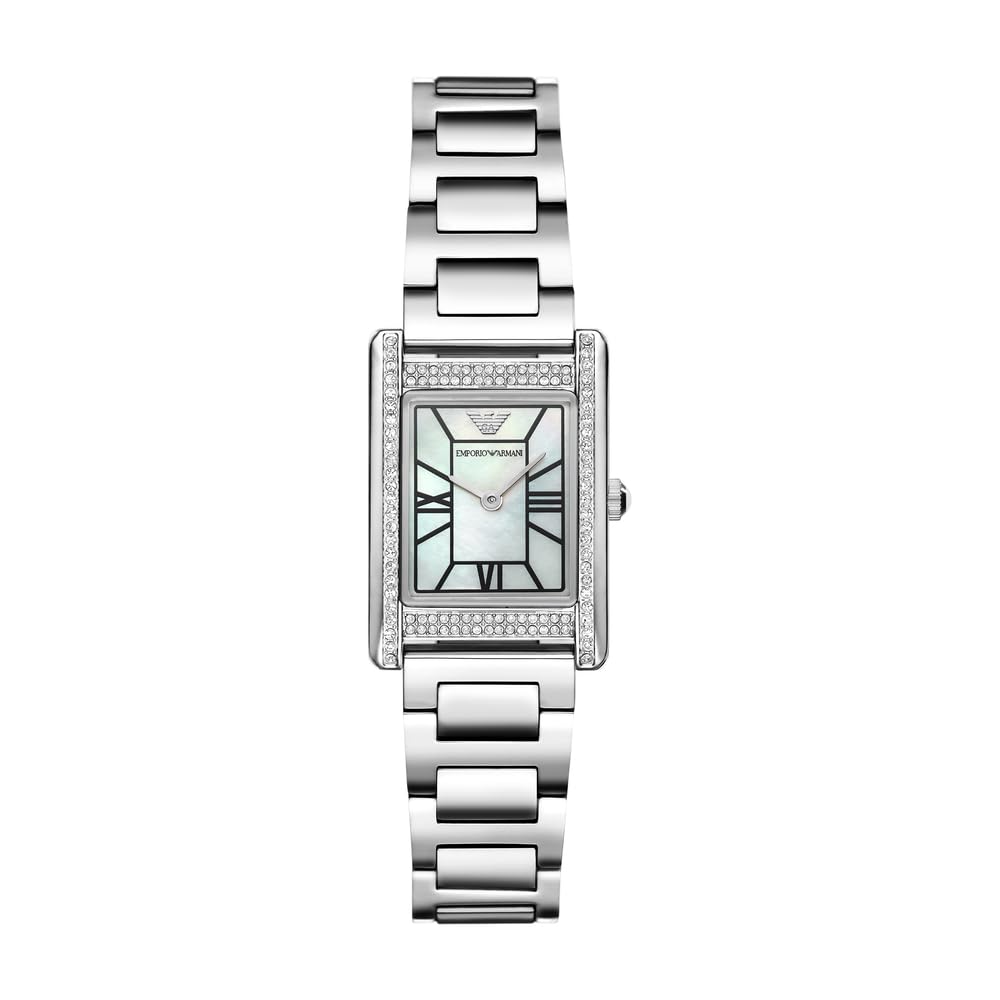 Emporio Armani Watch for Women, 22mm Rectangle Case Quartz Two Hand Movement with Stainless Steel or Leather Strap AR11625, product image 1