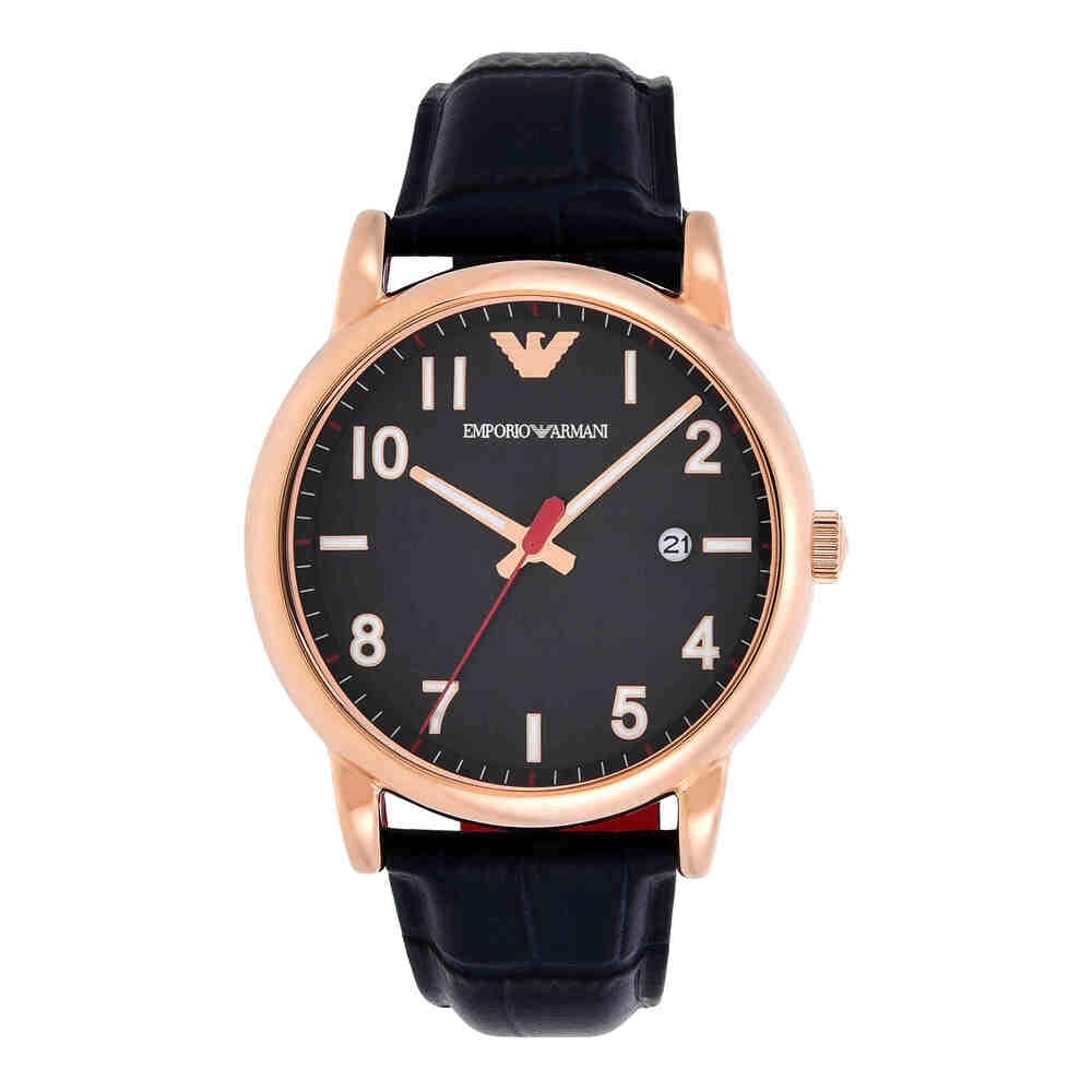 Emporio Armani Watch for Men, Two Hand Date Movement, 43 mm Rose Gold Stainless Steel Case with a Leather Strap, AR11135, product image 1