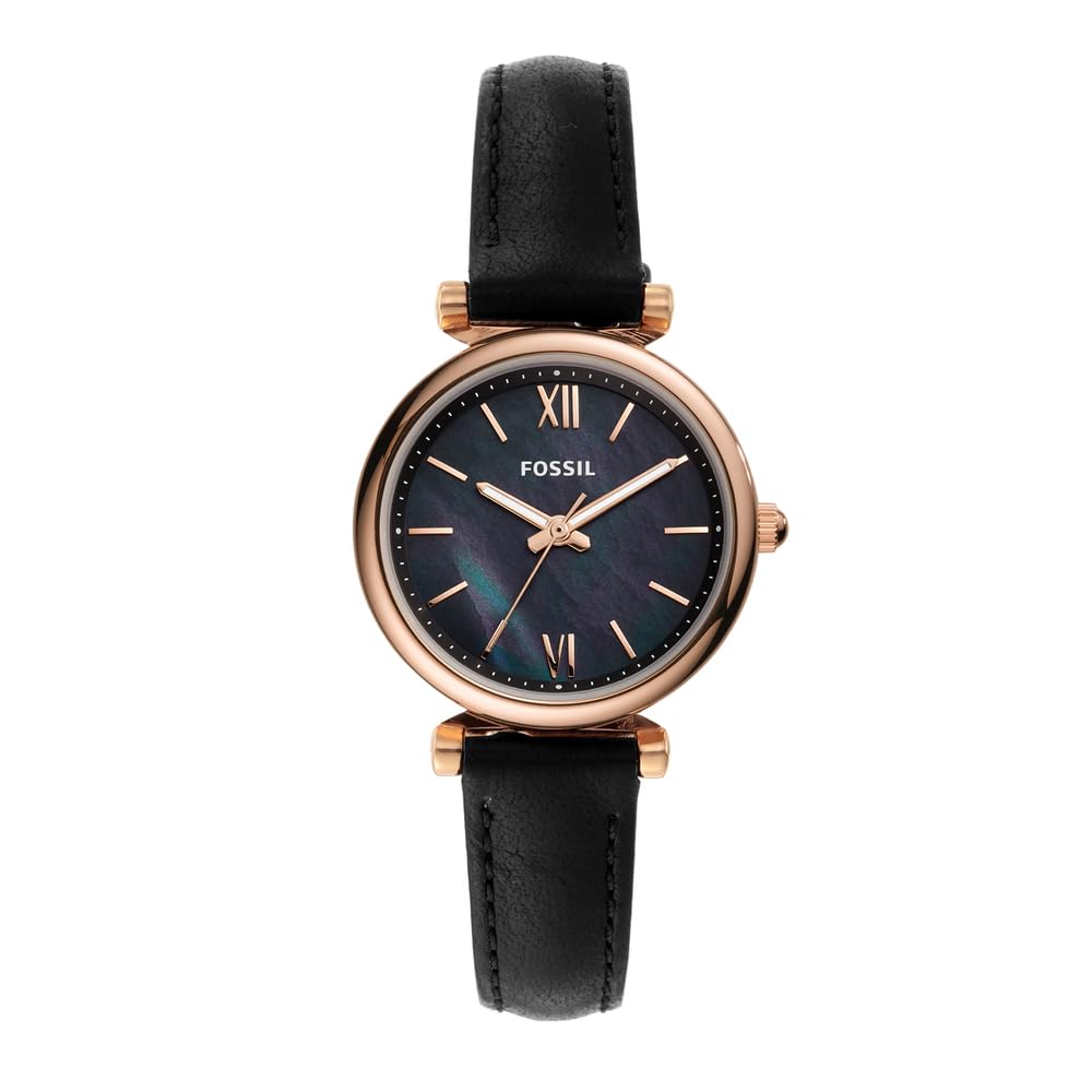 Fossil Watch for Women Carlie , Quartz Movement, 28 mm Rose Gold Stainless Steel Case with a Leather Strap, ES4700, product image 1