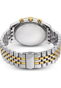 Michael Kors Lexington Chronograph with Silver and Gold Tone Stainless Steel Strap for Men MK8344