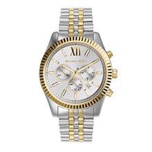 Load image into Gallery viewer, Michael Kors Lexington Chronograph with Silver and Gold Tone Stainless Steel Strap for Men MK8344