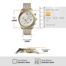 Load image into Gallery viewer, Michael Kors Lexington Chronograph with Silver and Gold Tone Stainless Steel Strap for Men MK8344