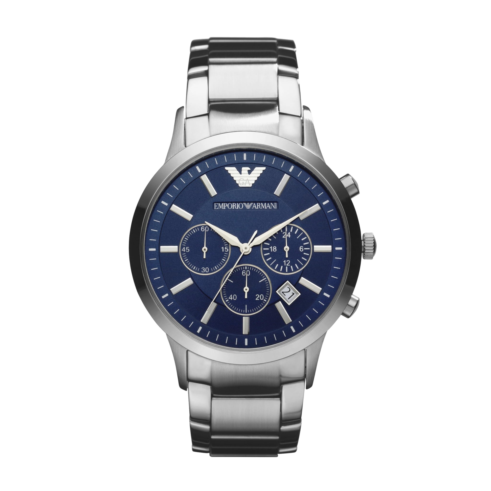 Emporio Armani Watch for Men, Chronograph Movement, 43 mm Silver / Steel Stainless Steel Case with a Stainless Steel Strap, AR2448