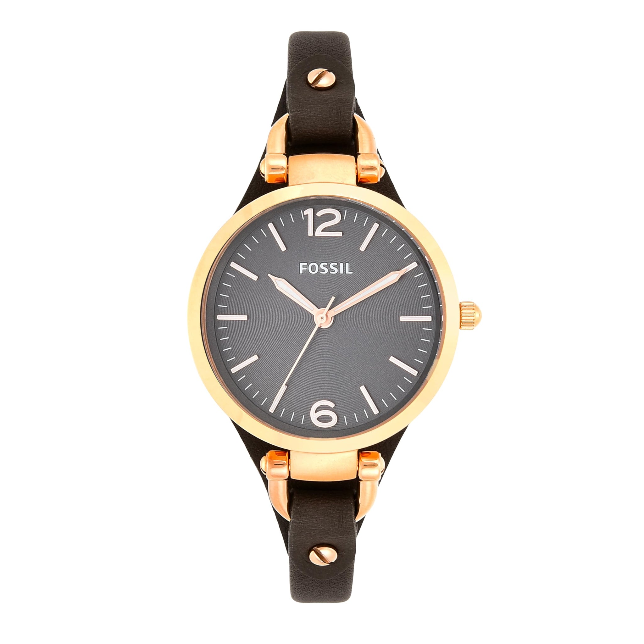 FOSSIL Georgia Womens Quartz Watch with Grey Dial and Grey Leather Strap ES3077, product image 1