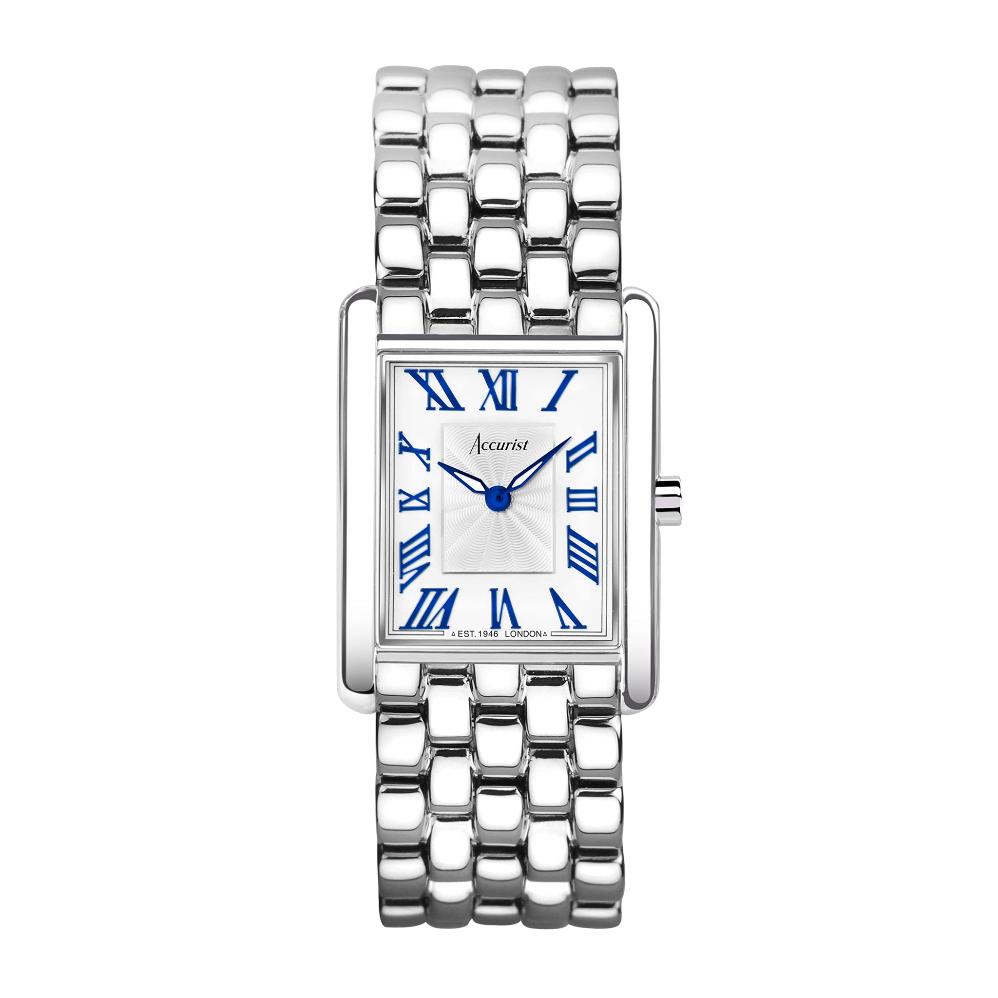 Accurist Rectangle 26mm Quartz Watch in White with Analogue Display, and Stainless Steel Bracelet 71007