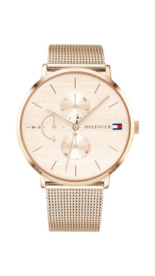 Tommy Hilfiger Analogue Multifunction Quartz Watch for Women with Rose Gold Colored Stainless Steel Mesh Bracelet - 1781944