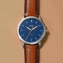 Load image into Gallery viewer, Fossil The Minimalist Men's Quartz Watch with Blue Dial and Brown Leather Strap FS5304, product image 5