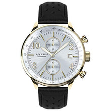 Load image into Gallery viewer, Accurist Mens 44mm Sports Japanese Quartz Watch in Silver Sunray with Chronograph Date Display, and Black Luxury Padded Leather Strap 7376. ambersleys
