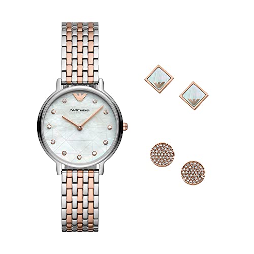 Emporio Armani Women's Two-Hand Two-Tone Stainless Steel Watch Gift Set ambersleys