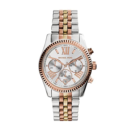 Michael Kors Women's Lexington Chronograph, Stainless Steel Watch with a stainless steel strap, 38mm case size ambersleys