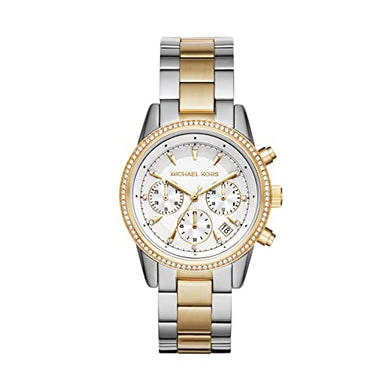 Michael Kors Women's Watch RITZ, 37mm case size, Quartz Chronograph movement, Stainless Steel strap ambersleys