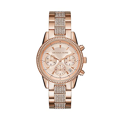 Michael Kors Women's Watch RITZ, 37mm case size, Quartz Chronograph movement, Stainless Steel strap ambersleys