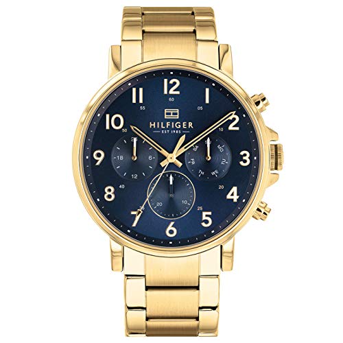 Tommy Hilfiger Analogue Multifunction Quartz Watch for Men with Gold Coloured Stainless Steel Bracelet - 1710384 ambersleys