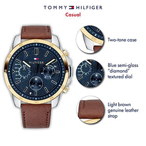 Tommy Hilfiger Analogue Multifunction Quartz Watch for Men with Light Brown Leather Strap - 1791561 ambersleys