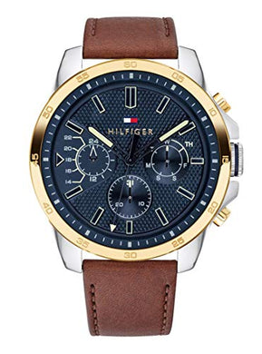 Tommy Hilfiger Analogue Multifunction Quartz Watch for Men with Light Brown Leather Strap - 1791561 ambersleys