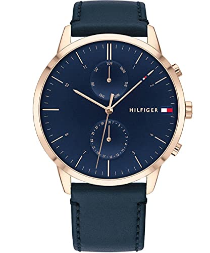 Tommy Hilfiger Analogue Multifunction Quartz Watch for Men with Navy Blue Leather Strap - 1710405 ambersleys
