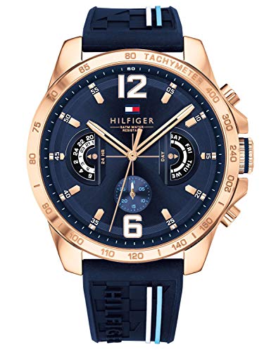 Tommy Hilfiger Analogue Multifunction Quartz Watch for Men with Navy Blue Silicone Bracelet - 1791474 ambersleys