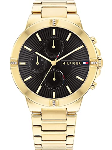 Tommy Hilfiger Analogue Multifunction Quartz Watch for Women with Gold Coloured Stainless Steel Bracelet - 1782380 ambersleys