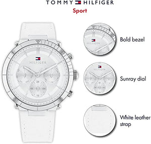 Tommy Hilfiger Analogue Multifunction Quartz Watch for Women with White Leather Strap - 1782352 ambersleys